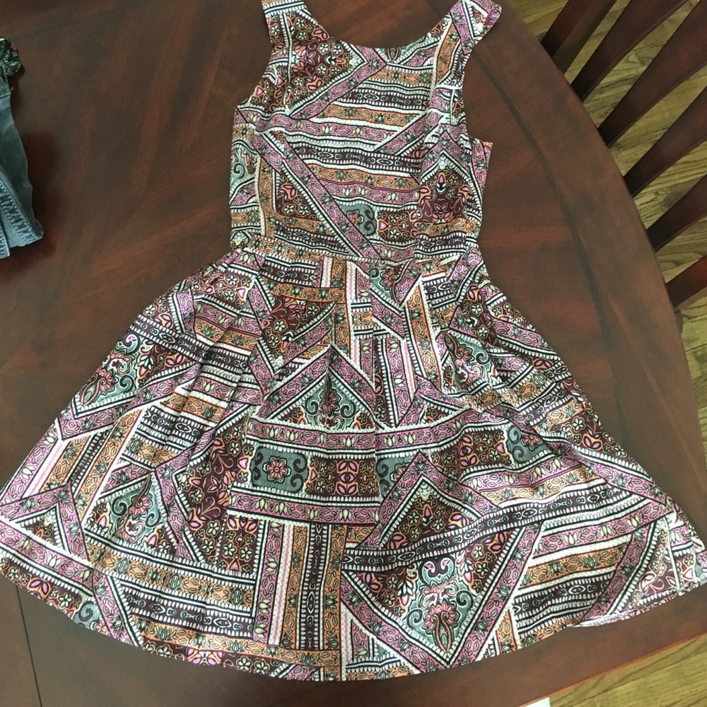 Altar'd State A-Line Criss Cross Open Back Purple & Black Dress Sz.S